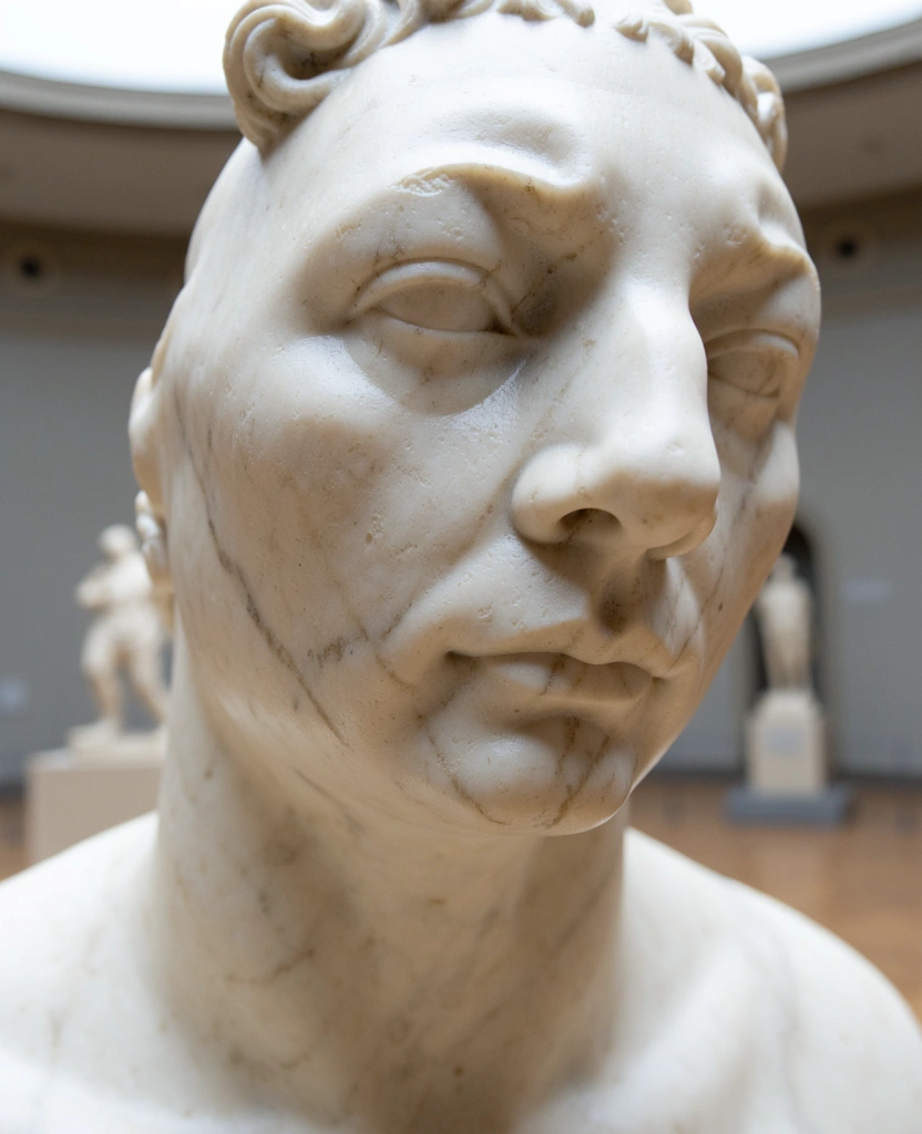 Detail einer Marmorskulptur